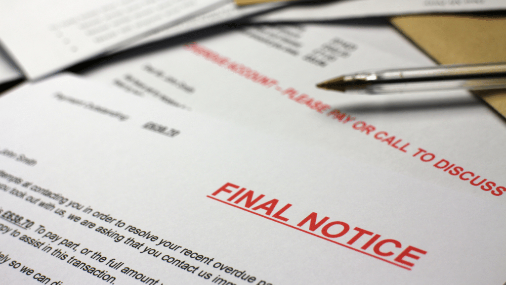 A final bill notice that is typically received before a creditor attempts to seek a garnishment.